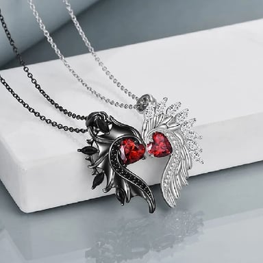 COLLAR DE PAREJA ALAS DE ANGEL PROMESA DE AMOR REGALO - 5