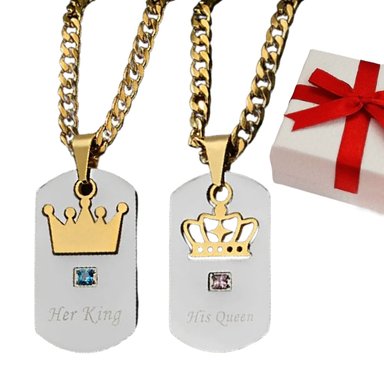 COLLAR DE PAREJA REY Y REINA REGALO ESPECIAL + ESTUCHE