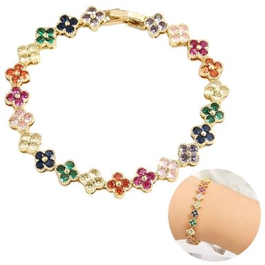 PULSERA DE FLOR MULTICOLOR DE CIRCONIA ENCANTO DE MODA REGALO