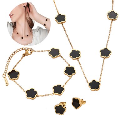 SET COLLAR ARETES Y PULSERA TREBOL DISEÑO DE LUJO