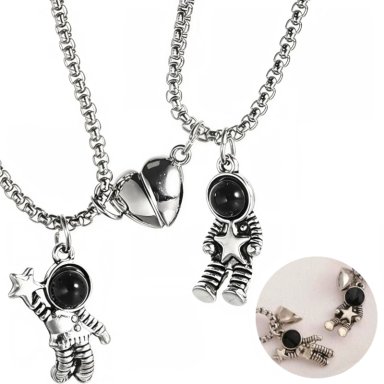 COLLAR DE PAREJA ASTRONAUTA MAGNETICO LATIDOS DEL CORAZON MI OTRA MITAD REGALO