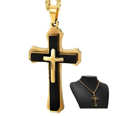 COLLAR CRUZ DE ACERO INOXIDABLE