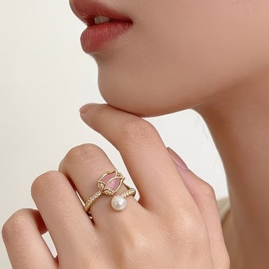 ANILLO PARA DAMA FLOR DE TULIPÁN SUAVE Y DELICADA ELEGANCIA DORADO - 5