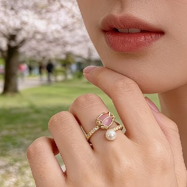 ANILLO PARA DAMA FLOR DE TULIPÁN SUAVE Y DELICADA ELEGANCIA DORADO - 6