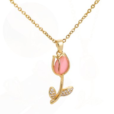 COLLAR Y ARETES DE TULIPAN MUJER DISEÑO EXCLUSIVO INCLUYE ESTUCHE - 5