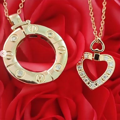 COLLAR DE PAREJA ESCALERA AL CIELO DORAMA ACERO DISEÑO UNICO - 3