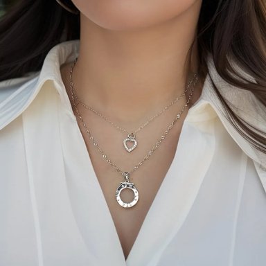 COLLAR DE PAREJA ESCALERA AL CIELO DORAMA ACERO DISEÑO UNICO - 4