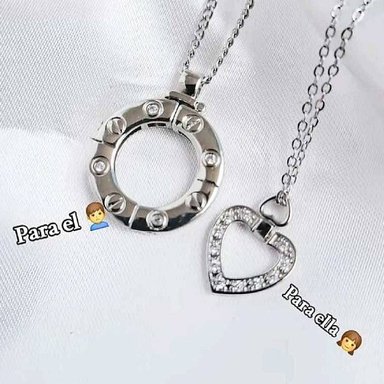 COLLAR DE PAREJA ESCALERA AL CIELO DORAMA ACERO DISEÑO UNICO - 6