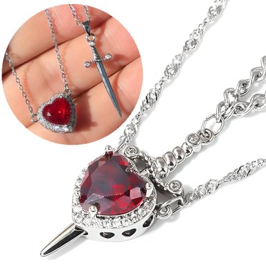 COLLAR DE PAREJA CORAZÓN Y ESPADA REGALO UNICO EXCLUSIVO