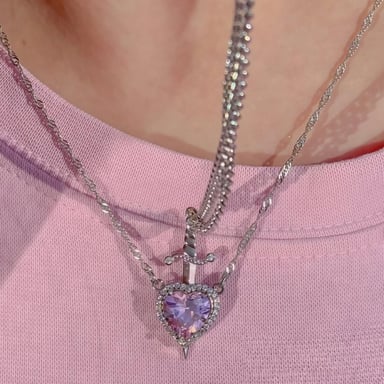 COLLAR DE PAREJA CORAZÓN Y ESPADA REGALO UNICO EXCLUSIVO - 4
