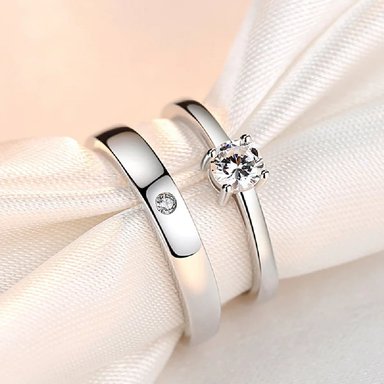 ANILLO PARA PAREJA ENCHAPADO EN PLATA 925- REGALO ENAMORADOS ,NOVIOS DISEÑO UNICO - 6