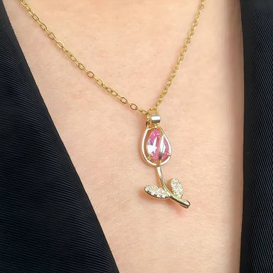 COLLAR DEPULSERA TULIPÁN DE LUJO JOYERIA ACERO REGALO MUJER - 3