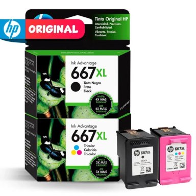 KIT TINTA HP 667XL NEGRO Y TRICOLOR PACK X 2 - 2