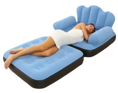 SOFA CAMA INFLABLE SILLON PUFF GIGANTE PARA HOGAR CELESTE - 3