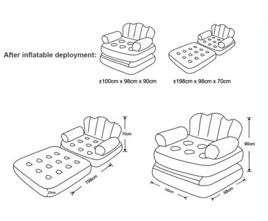 SOFA CAMA INFLABLE SILLON PUFF GIGANTE PARA HOGAR CELESTE - 5
