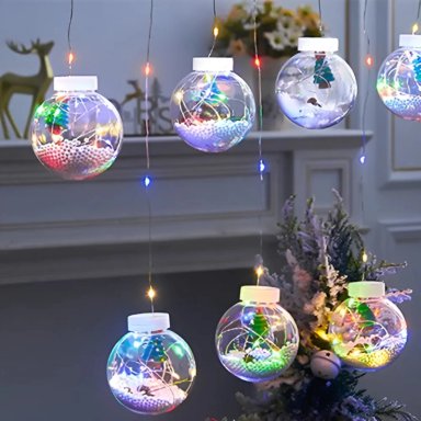 CORTINA DE LUCES DE NAVIDAD LED GUIRNALDA ESFERAS MULTICOLOR - 4