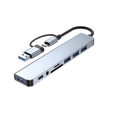 ADAPTADOR USB TIPO C A 8 EN 2 ACOPLAMIENTO LAPTOP MACBOOK HUB PD SD TF - 1