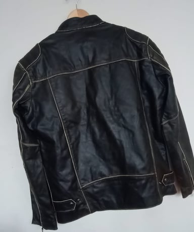 CASACA MOTORISTA DE CUERO BOVINO PARA HOMBRE MANDALAY KNITS CAFE - 3