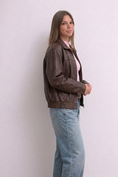 CASACA BOMBER JACKET MARRON DE MUJER - 2
