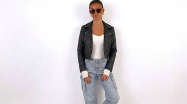 CASACA MODA VIRAL DE MUJER BIKER NEGRA - 4