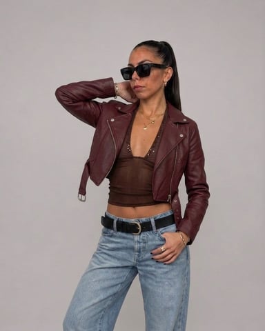 CASACA CROPPED CUERINA DE MUJER - 2