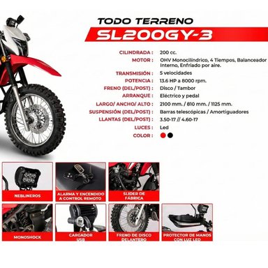 MOTO SONLINK TODO TERRENO SL200GY-3 200 CC 13.6 HP 5 VEL. - 3