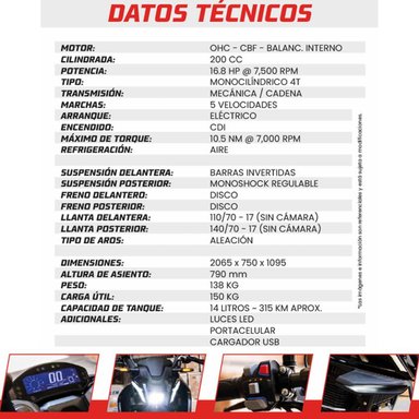 MOTO SONLINK SL200-F16 NAKED 200CC 16.8 HP 5 VEL. CON USB Y LED - 7