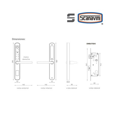 CERRADURA DIGITAL A210 ACERO INOX ACCESO PRINCIPAL - 2