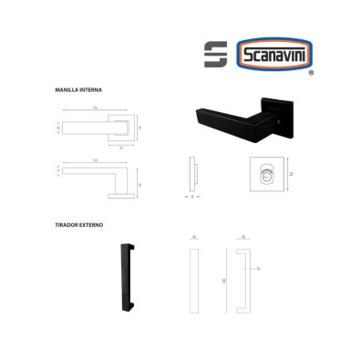 CERRADURA DE EMBUTIR PRINCIPAL JQ NEGRO MANILLA DERECHA Y TIRADOR EXTERIOR RECTANGULAR - 3