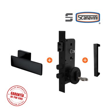 CERRADURA DE EMBUTIR PRINCIPAL SQ NEGRO MANILLA IZQUIERDA Y TIRADOR EXTERIOR RECTANGULAR