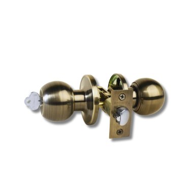 CERRADURA DE POMO BRONCE ENVEJECIDO INGRESO CON LLAVE - PASO LIBRE