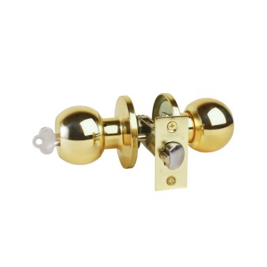 CERRADURA DE POMO BRONCE PULIDO INGRESO CON LLAVE - PASO LIBRE