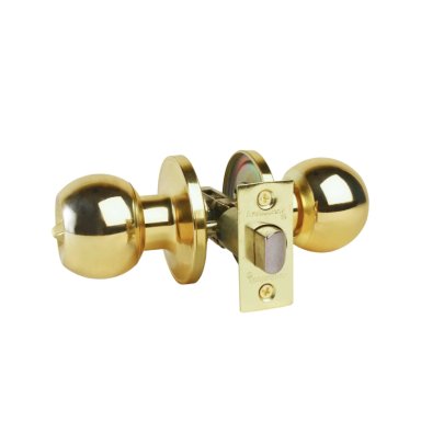 CERRADURA DE POMO BRONCE PULIDO SEGURO INTERIOR-RANURA DE EMERGENCIA EXTERIOR