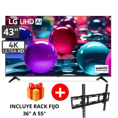 TELEVISOR SMART UHD 43 PULGADAS LG AI 4K 43UA7300PSB 2025 + RACK FIJO - 1