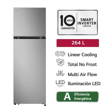 REFRIGERADORA LG 264L VT26BPY LINEAR COOLING TOP FREEZER PLATEADA
