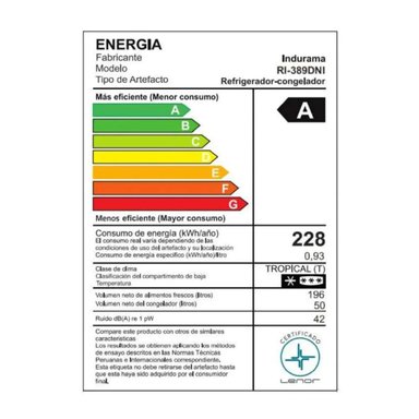 REFRIGERADORA INDURAMA 246L TOP MOUNT RI-389DNI NEGRO - 7