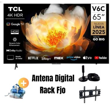 TELEVISOR 65'' UHD 4K TCL GOOGLETV 65V6C 2025 + ANT + RACK - 1