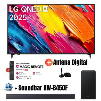 TELEVISOR 55'' LG UHD 4K QNED WEBOS 55QNED70ASA 2025 + ANT DIGITAL +  SOUNDBAR HW-B450F
