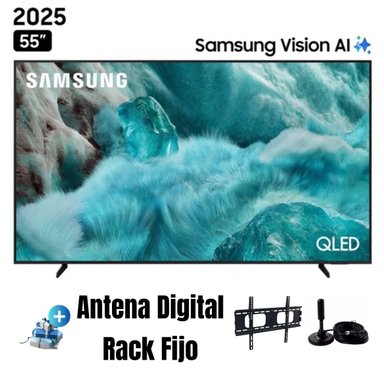 TELEVISOR 55'' SAMSUNG QLED UHD 4K VISION AI QN55Q7FAAGXPE 2025 + ANT + RACK FIJO - 1