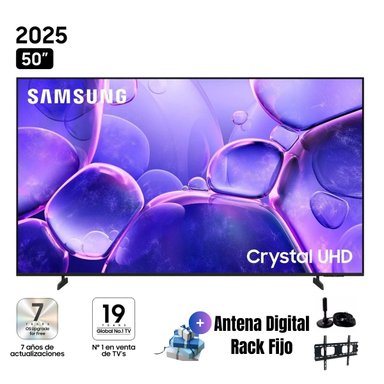 TELEVISOR SAMSUNG 50'' CRYSTAL UHD 4K UN50U8000FGXPE 2025 + ANTENA + RACK FIJO