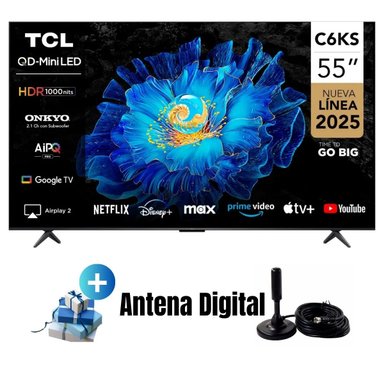 TELEVISOR TCL 55'' QD-MINILED UHD 4K GOOGLE TV 55C6KS 2025 + ANT - 1