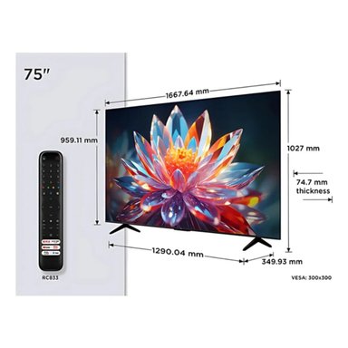 TELEVISOR TCL 75'' QLED UHD 4K GOOGLETV 75T6C 2025 - 2