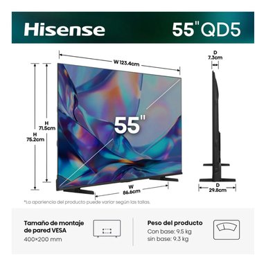 TELEVISOR SMART TV HISENSE 55'' QLED UHD 4K 55QD5SV 2026 - 2