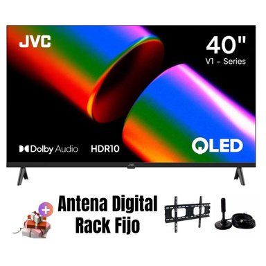 TELEVISOR SMART TV JVC 40'' QLED FHD GOOGLE TV LT-40KB758 2025 + ANT + RACK FIJO - 1
