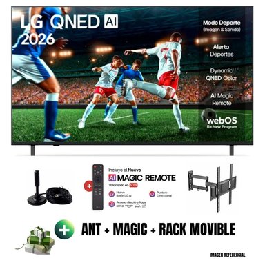 TELEVISOR SMART TV 55'' LG QNED UHD 4K 55QNED73ASA 2026 + ANT + RACK MOVIBLE - 1