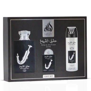 SET DE PERFUME LATTAFA PRIDE ISHQ AL SHUYUKH SILVER EDP HOMBRE - 1