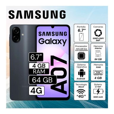 CELULAR GALAXY A07 4GB RAM 64GB  NEGRO - 1