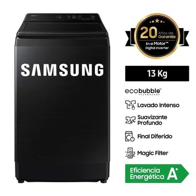 LAVADORA SAMSUNG  ECOBUBBLE 13KG WA13CG5441BVPE NEGRO - 1