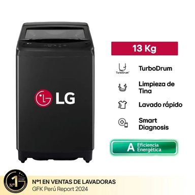 LAVADORA LG CARGA SUPERIOR 13KG WT13OBVTB NEGRO - 1