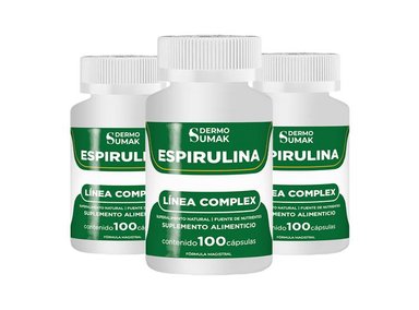ESPIRULINA SUPERALIMENTO NATURAL 100 CAPSULAS DERMO SUMAK 3 UND